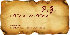 Pávlai Zakária névjegykártya